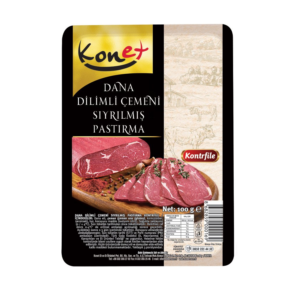 Dana Dilimli Çemeni Sıyrılmış Pastırma Kontrfile 100 g